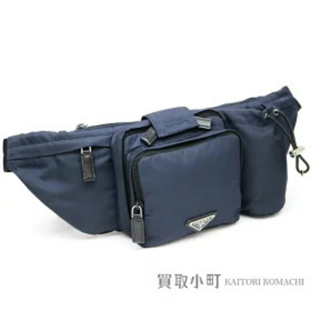 Prada Belt Bag Tessuto Saffiano Leather Blue Triangle Waist Crossbody MONTAGN